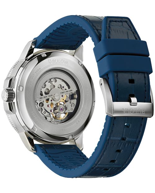 Bulova Dial Marine Leather Strap Blue | 96A291 Silicone Star and
