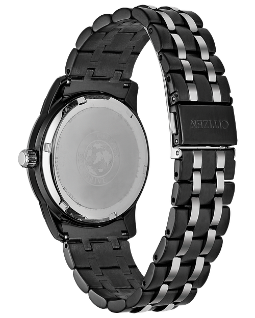 Corso Men s Eco Drive Black Two Tone Silver Steel Date Watch CITIZEN