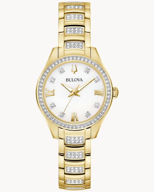 Bulova women's crystal watch clearance