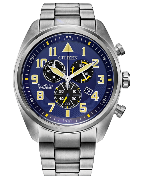 Garrison Blue Dial Super Titanium Bracelet AT2480 57L CITIZEN