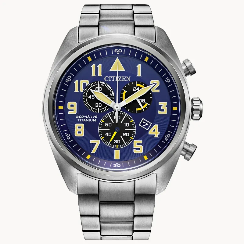 Garrison Blue Dial Super Titanium Bracelet AT2480-57L | CITIZEN Garrison Blue Dial Super Titanium Bracelet AT2480-57L | CITIZEN