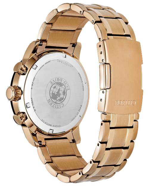 Brycen Men s Eco Drive CA4359 55E Chronograph Gold Watch CITIZEN