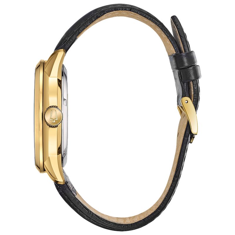 Bulova Sutton Men's Gold Case White Dial Leather Classic Watch