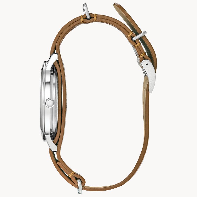 Chandler Men s Brown Leather BJ6500 12L Navy Blue Watch CITIZEN