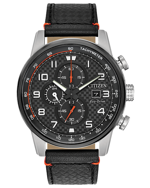 Primo Men s Eco Drive CA0681 03E Black Leather Strap Watch CITIZEN