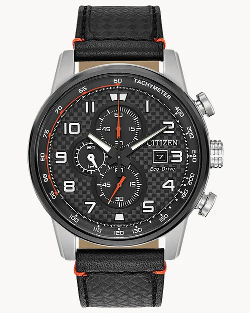 Primo - Men's Eco-Drive CA0681-03E Black Leather Strap Watch Primo - Men's Eco-Drive CA0681-03E Black Leather Strap Watch