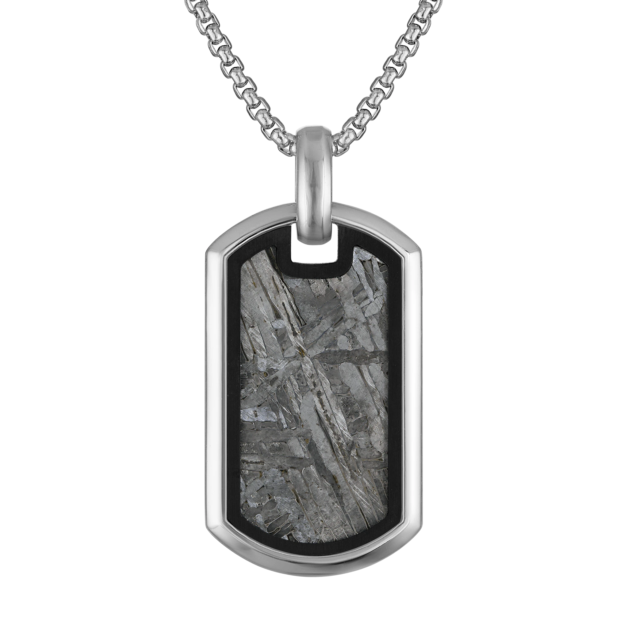 Icon Pendant Stainless Steel with Meteorite