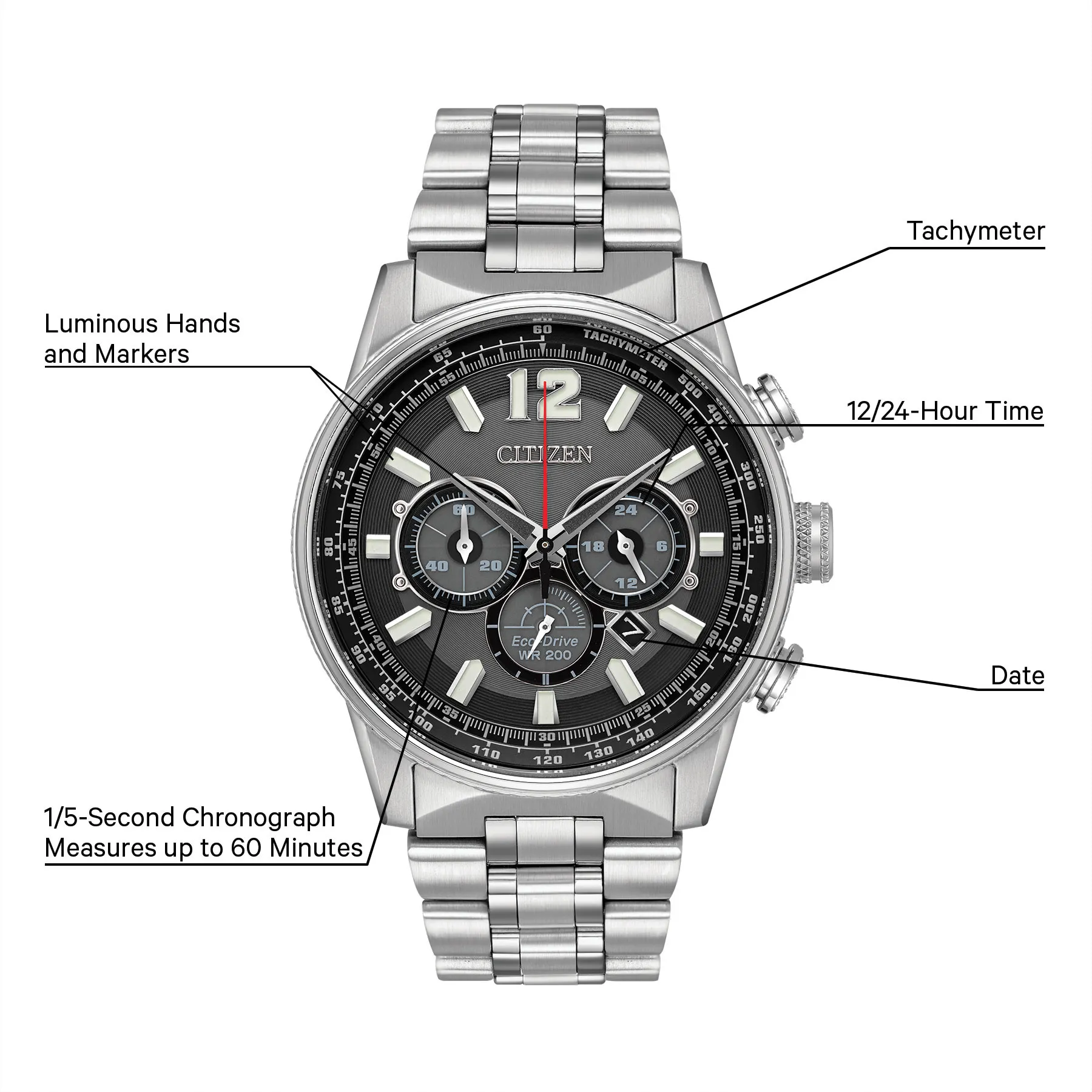 Nighthawk - Men's Eco-Drive CA4370-52E Chronograph Watch | CITIZEN