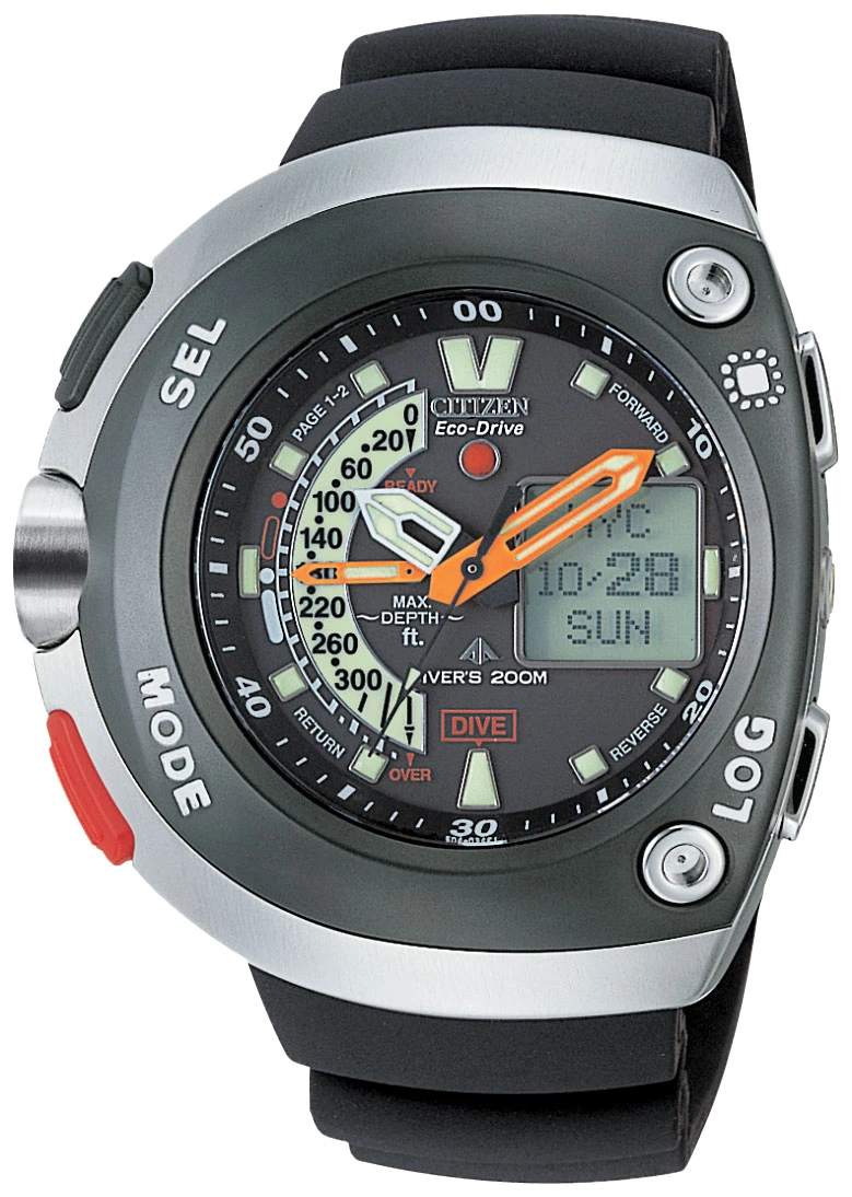 Aqualand Black Dial Rubber Strap JV0030-01E | CITIZEN