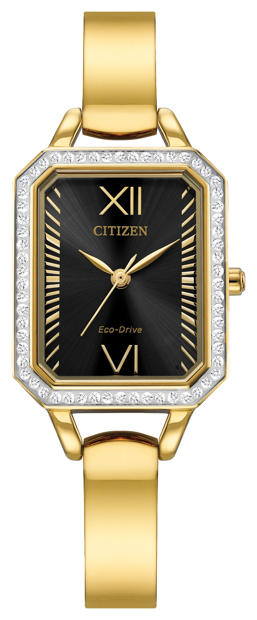 au maison Silhouette Crystal Black Dial Stainless Steel Bangle EM0982-54E
