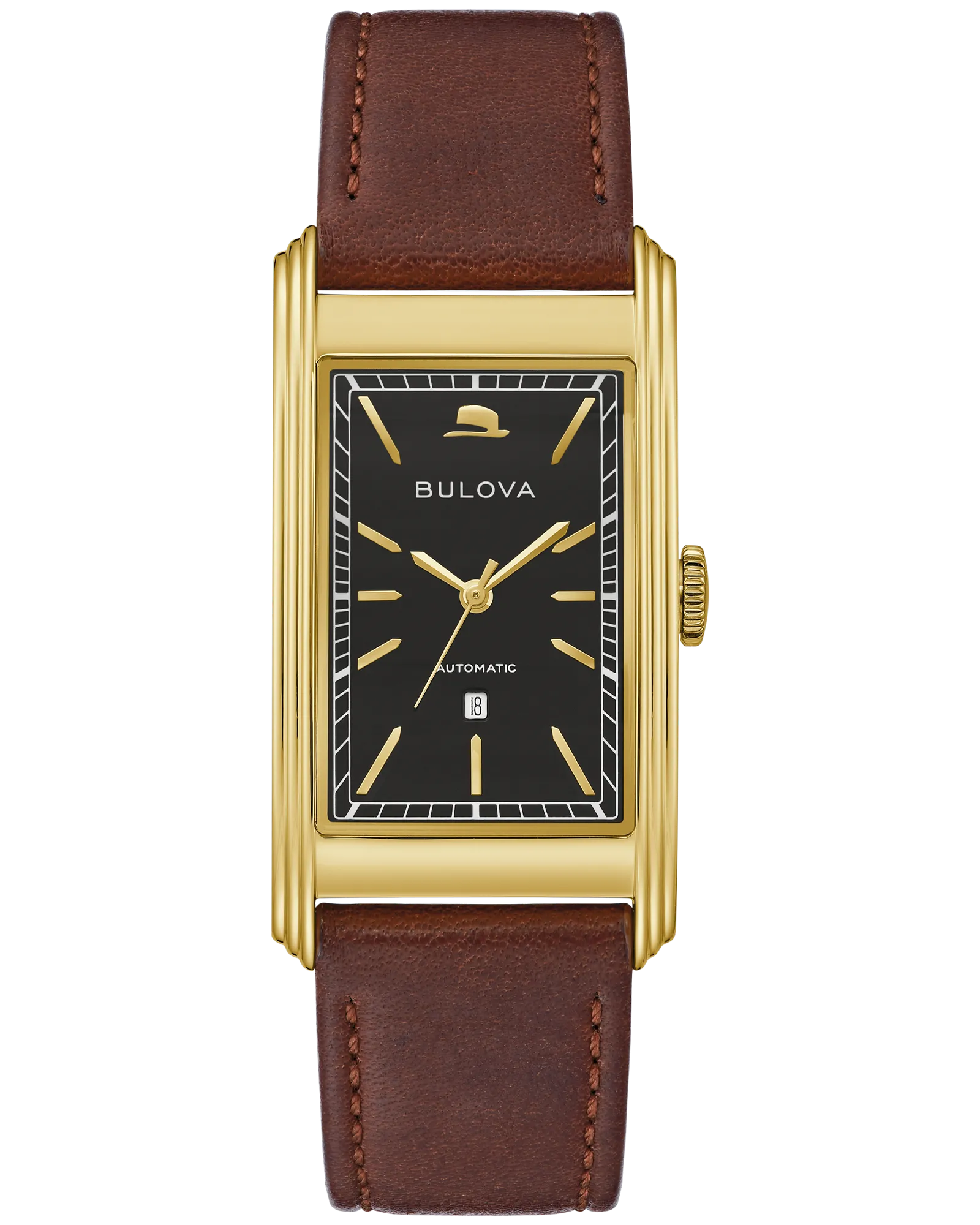 Bulova Black Dial Leather Strap Chairman of the Board 97B224 — Black