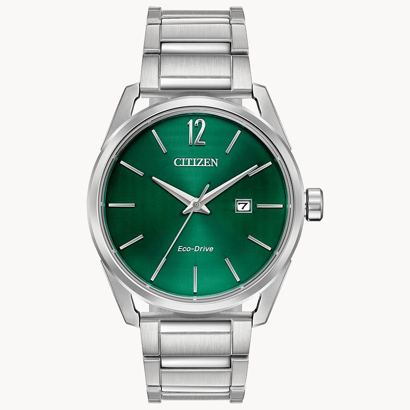Citizen CTO Eco-Drive Green Dial Stainless Steel Watch | CITIZEN