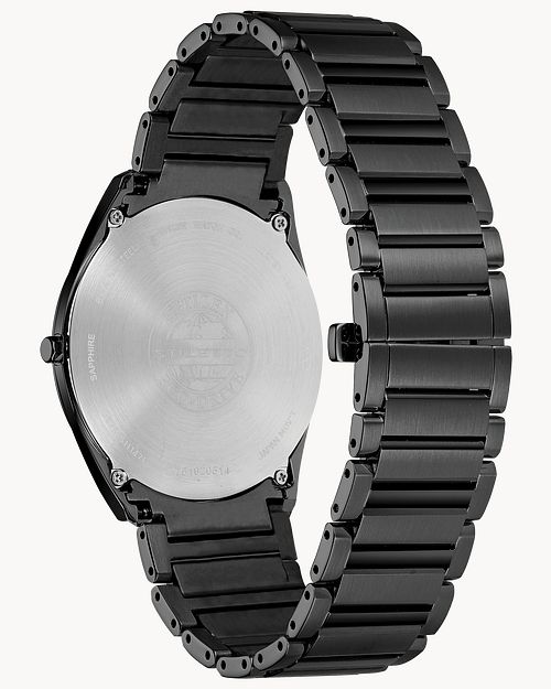 Stiletto Men s Eco Drive AR3075 51E Sleek Black Steel Watch