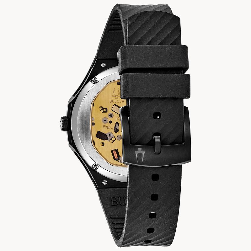 Bulova CURV Women s Diamond Black Rubber Strap Watch Bulova