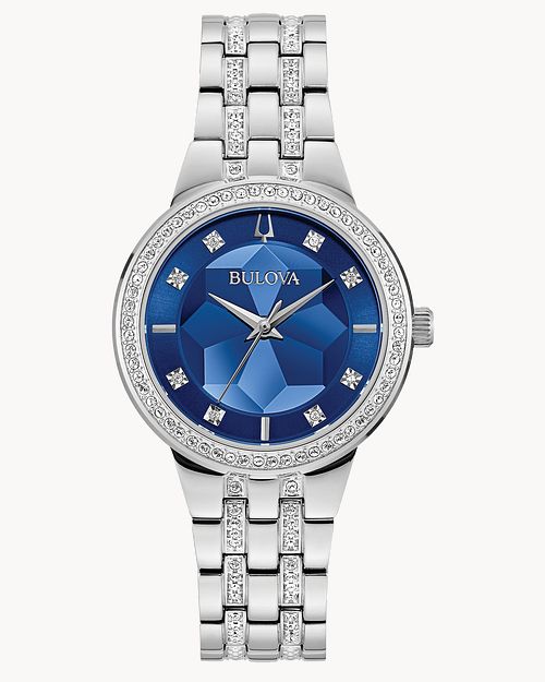 Bulova Phantom Women s Silver Blue Dial Crystal Watch Bulova