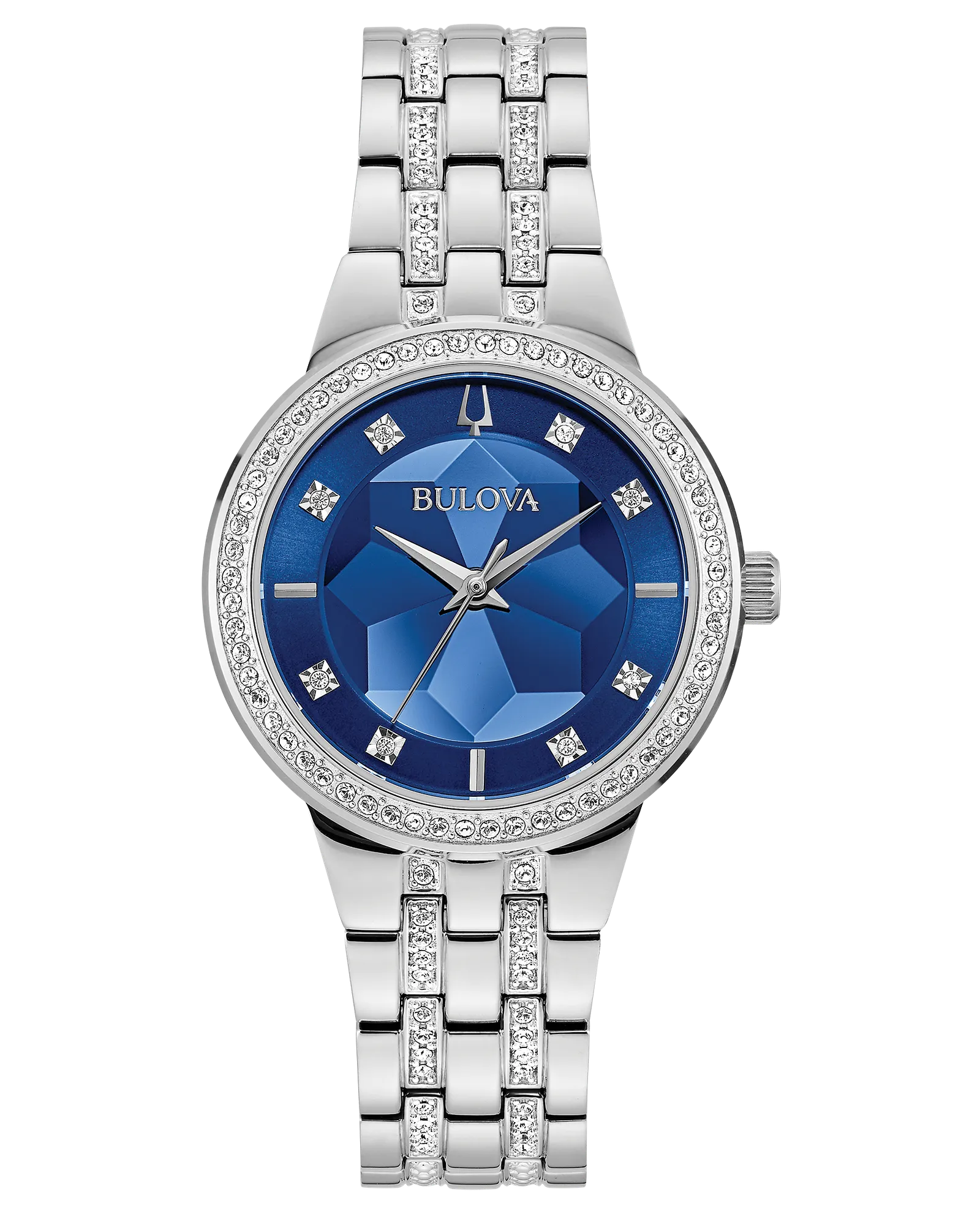 Bulova Phantom Women's Silver Blue Dial Crystal Watch — Silver Blue
