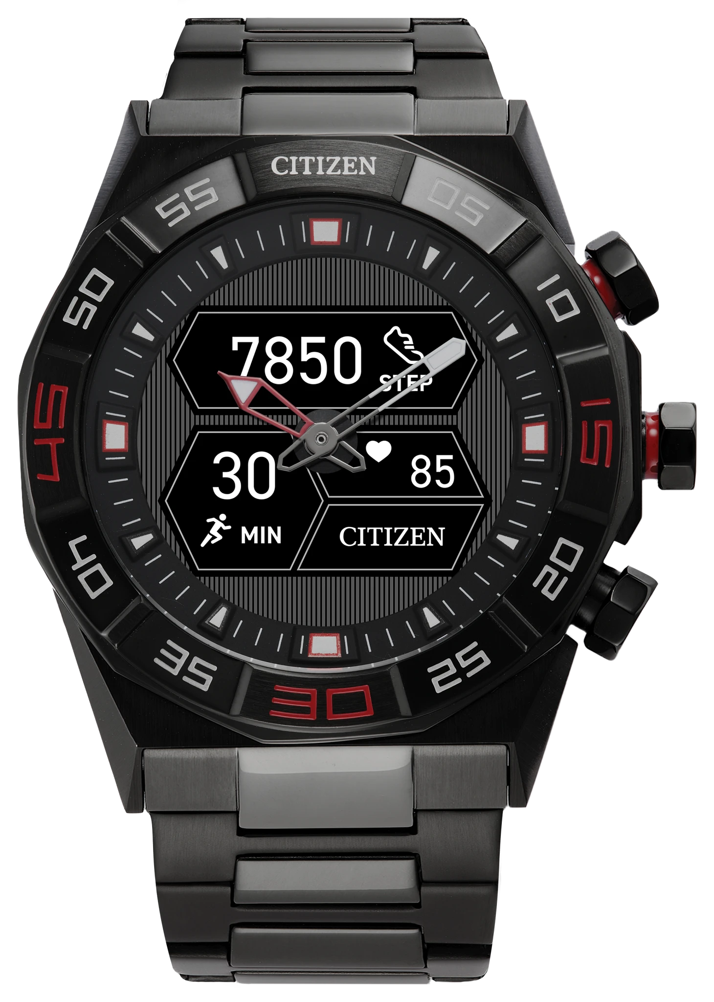 au maison CZ Smart Hybrid Black Dial Stainless Steel Bracelet JX2005-55E
