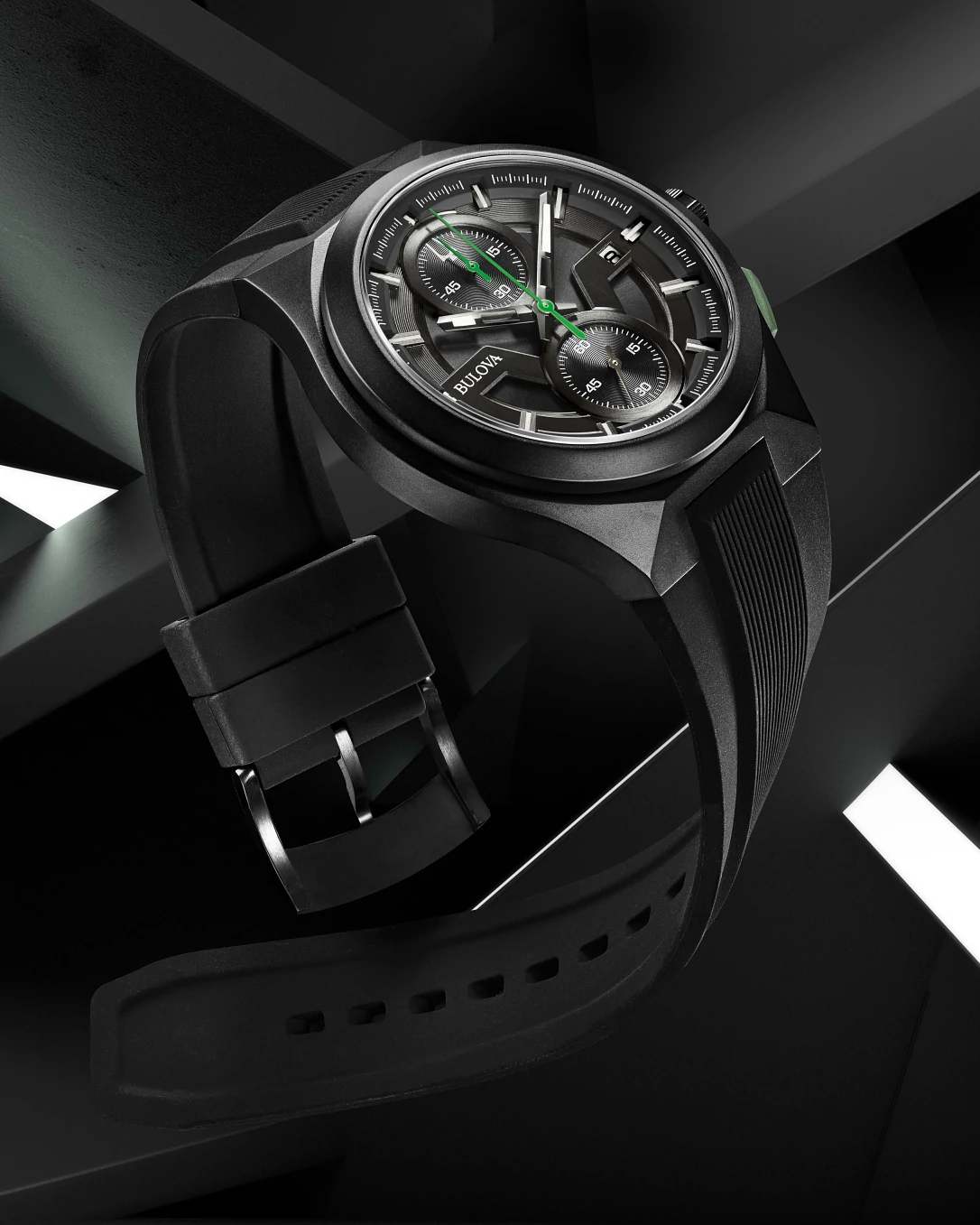 Black Dial Silicone Strap Maquina 98B381 | Bulova