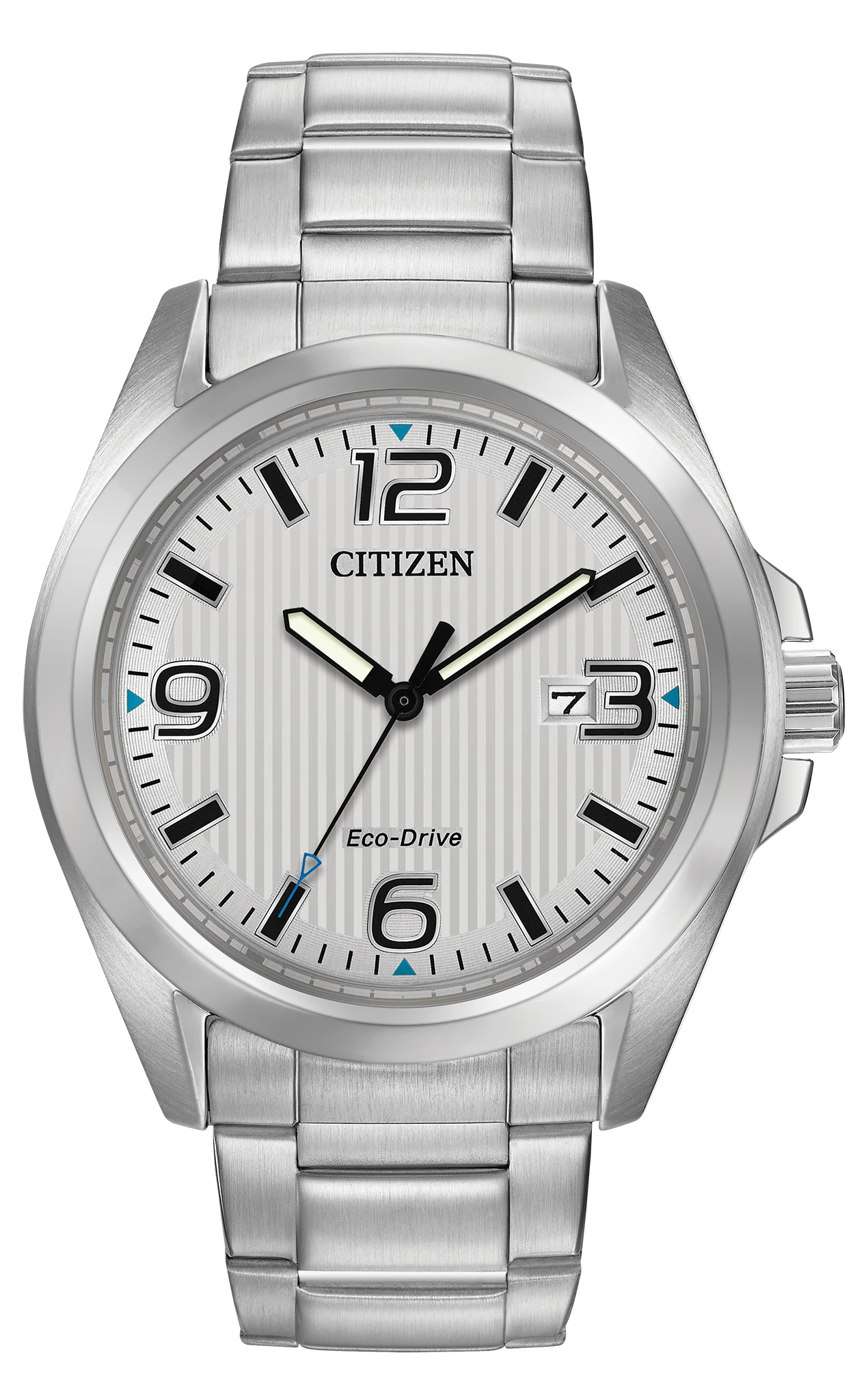 au maison Chandler - Men's Eco-Drive Silver Stainless Steel Date Watch