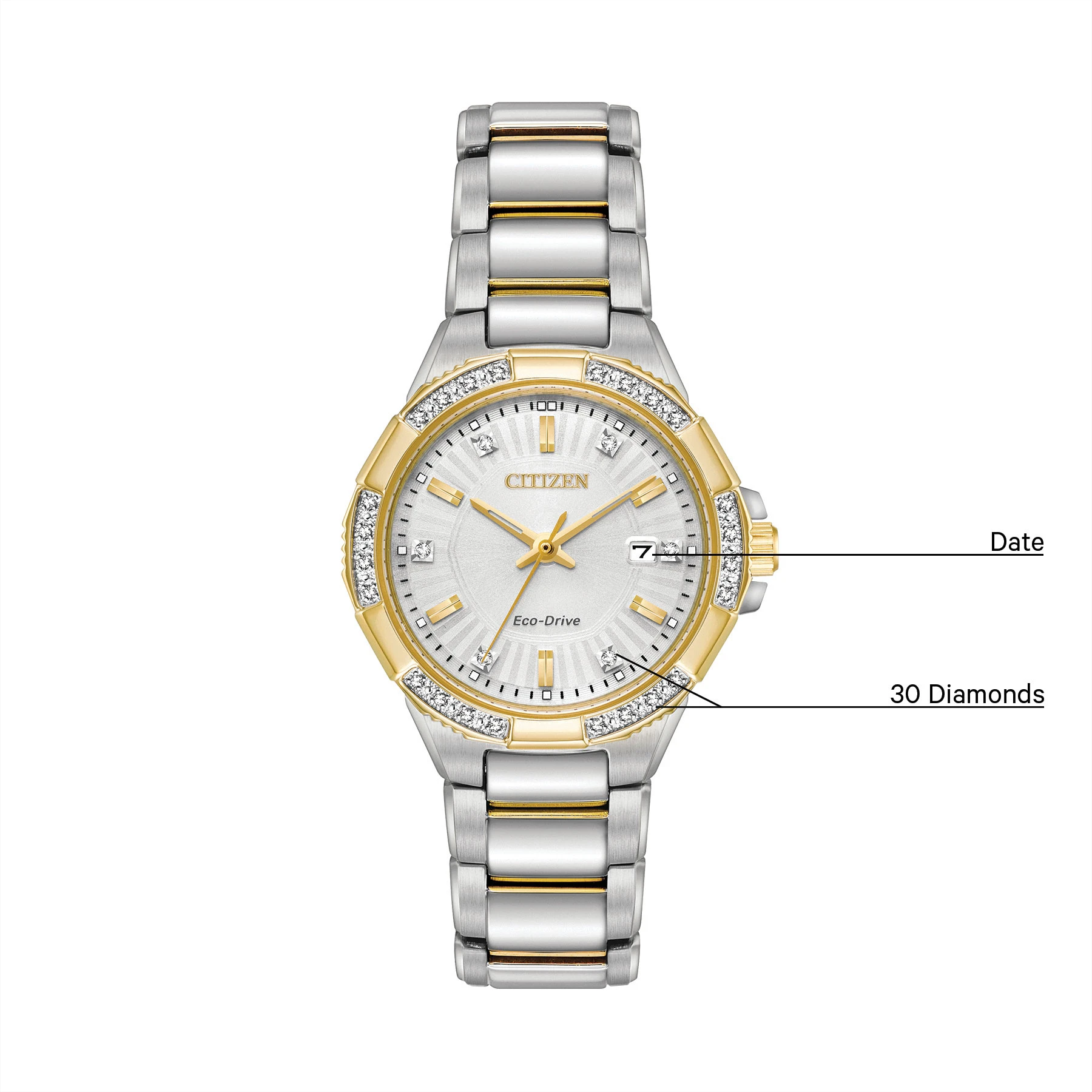 Riva - Ladies Eco-Drive EW2464-55A Diamond Steel Watch | CITIZEN