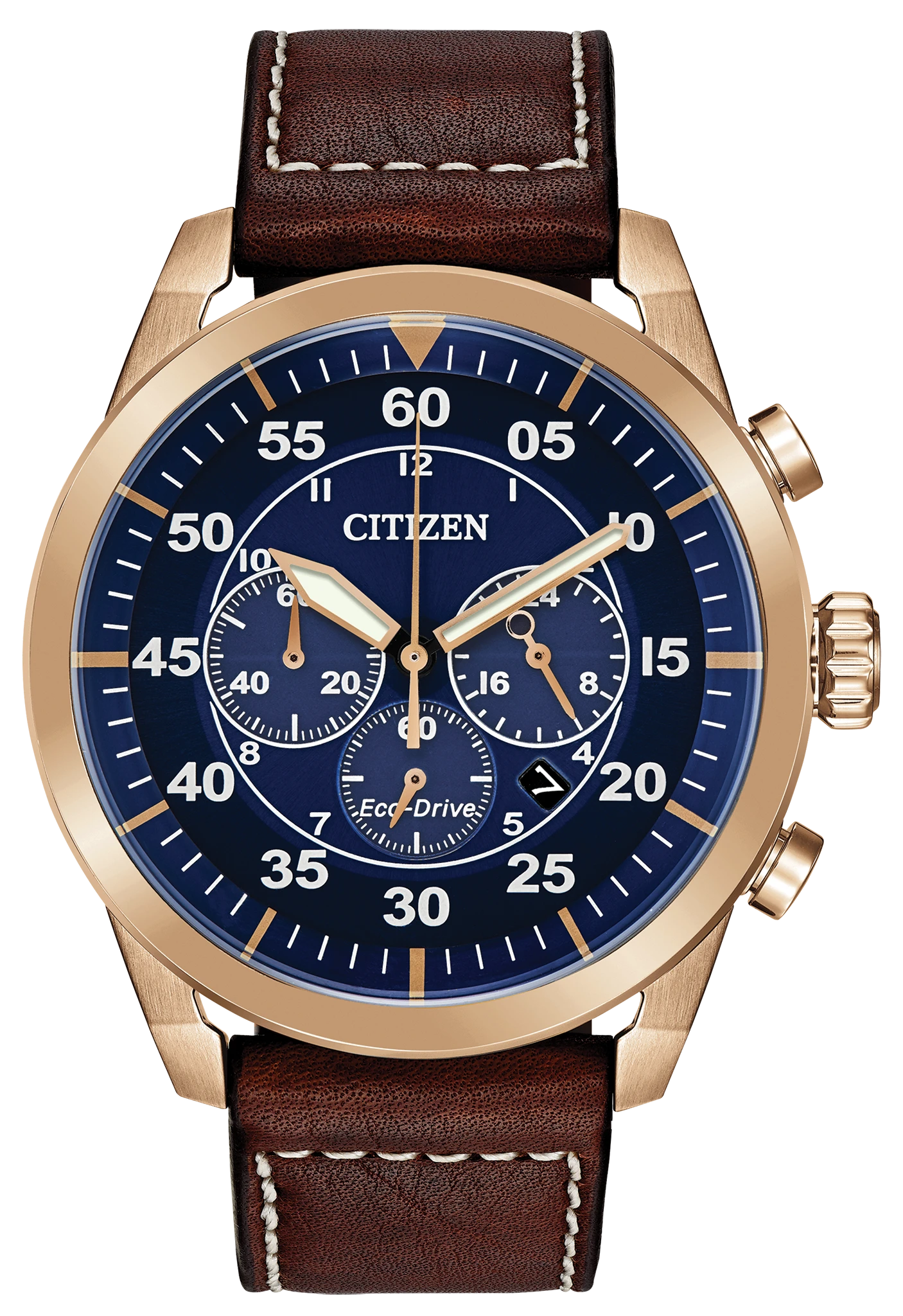 au maison Citizen Avion Eco-Drive Rose Gold Blue Dial Watch