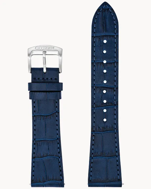 Navy Croc-Embossed Leather Strap image number 0