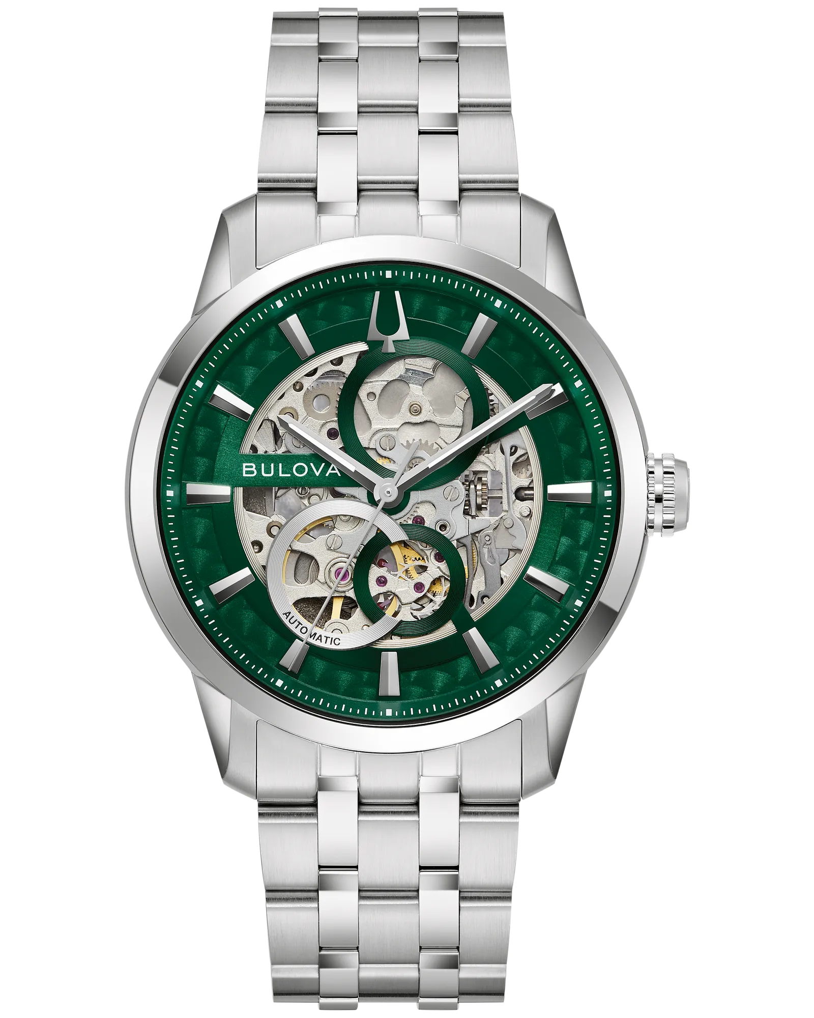 Bulova Green Dial Stainless Steel Bracelet Sutton 96A329 — Green