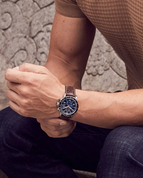 Brycen - Men's Eco-Drive CA0648-09L Blue Face Orange Watch Brycen - Men's Eco-Drive CA0648-09L Blue Face Orange Watch