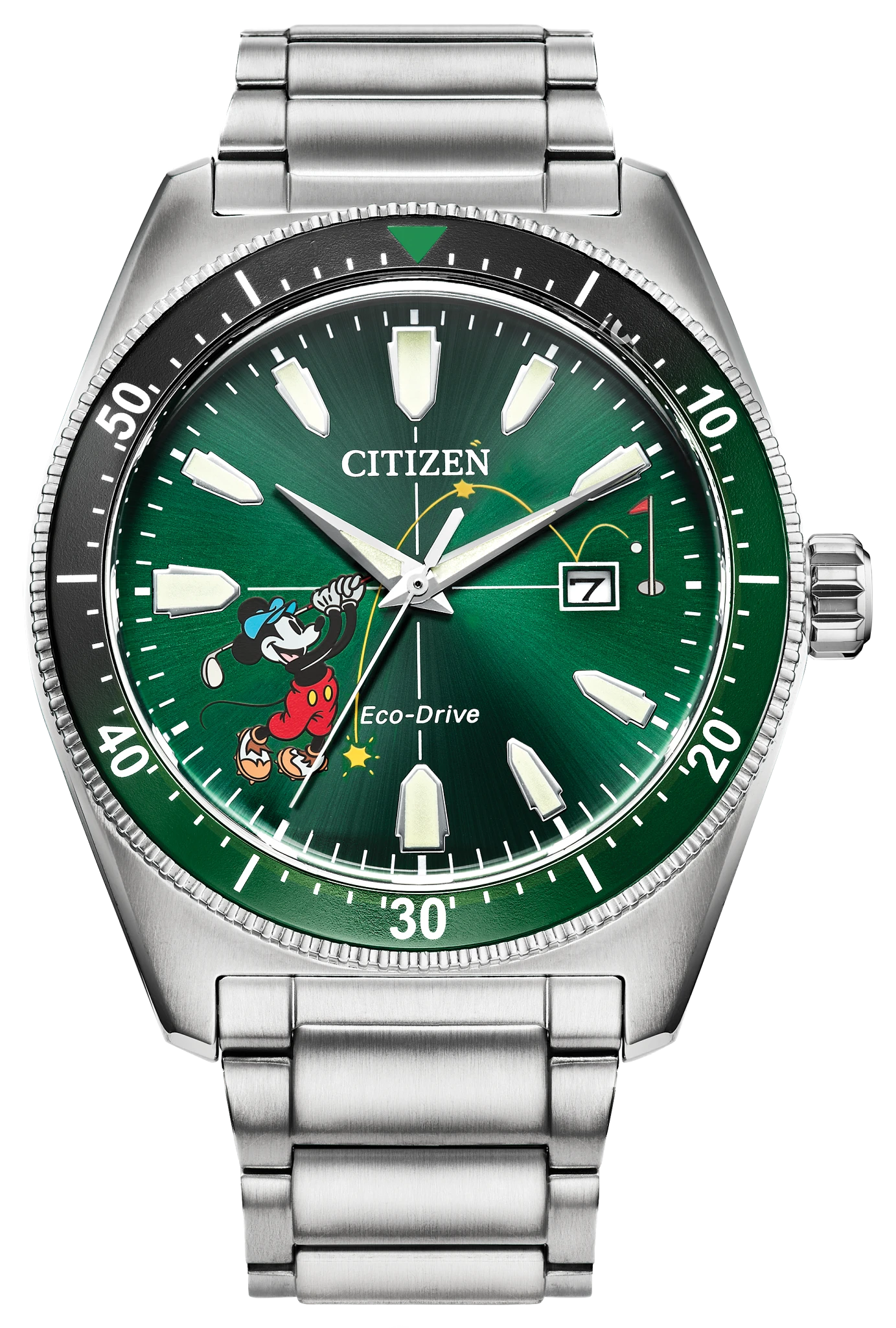 au maison Tee Time Mickey Green Dial Stainless Steel Bracelet AW1595-78W
