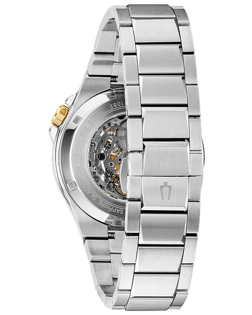 Bulova Maquina Men\'s Silver Gold Tone Black Dial Automatic Watch | Bulova