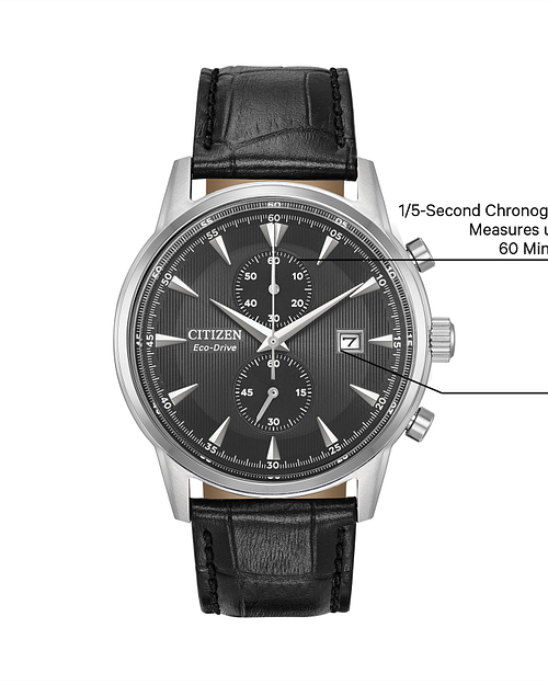 Corso Men s Eco Drive CA7000 04H Black Leather Strap Watch CITIZEN