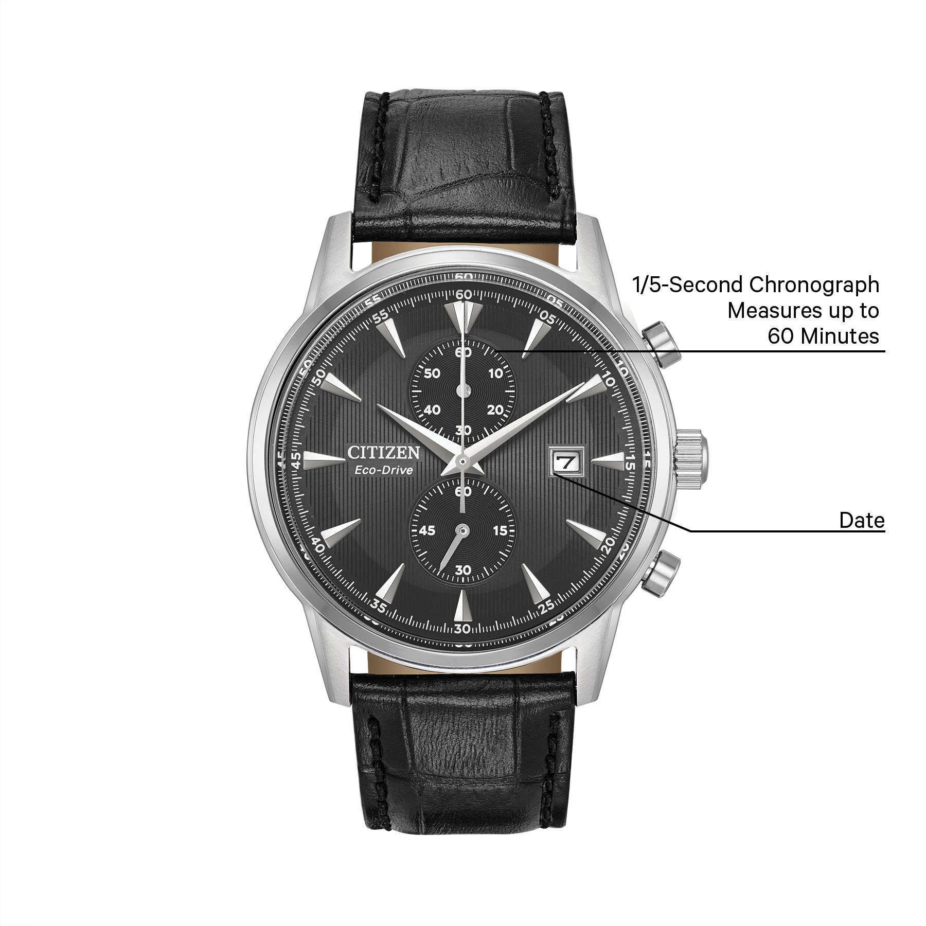Corso - Men's Eco-Drive CA7000-04H Black Leather Strap Watch | CITIZEN