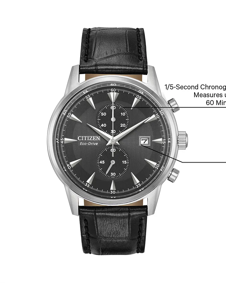 Corso - Men's Eco-Drive CA7000-04H Black Leather Strap Watch | CITIZEN Corso - Men's Eco-Drive CA7000-04H Black Leather Strap Watch | CITIZEN