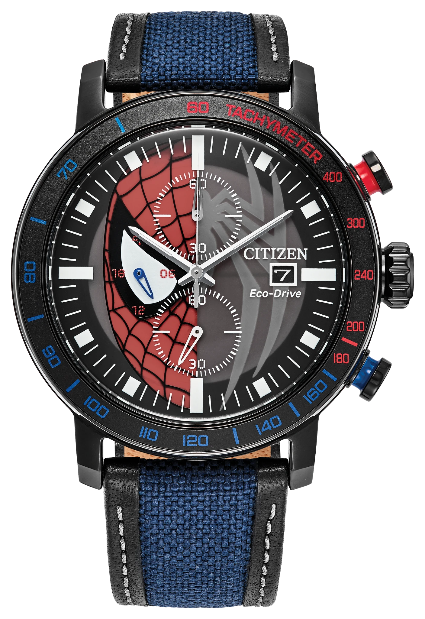 au maison Spider-Man Double Vision Multiple Dial Nylon & Leather Strap CA0855-47W