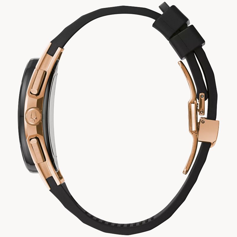 Bulova CURV Men s Chronograph Rose Gold Black Dial Watch Bulova