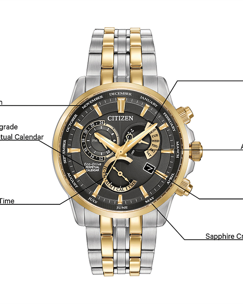 Gold citizen eco drive watch men's sale