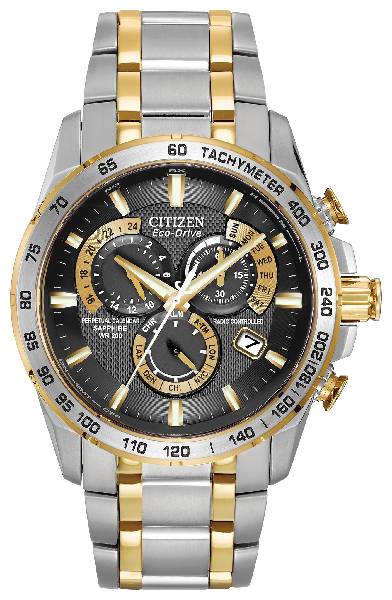 PCAT - Men's Eco-Drive AT4004-52E 5 Timezone Atomic Watch