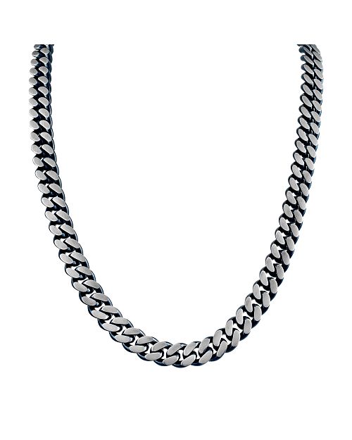 Bulova Link Black-Tone Stainless Steel Chain Necklace, 8mm, 24 Inches