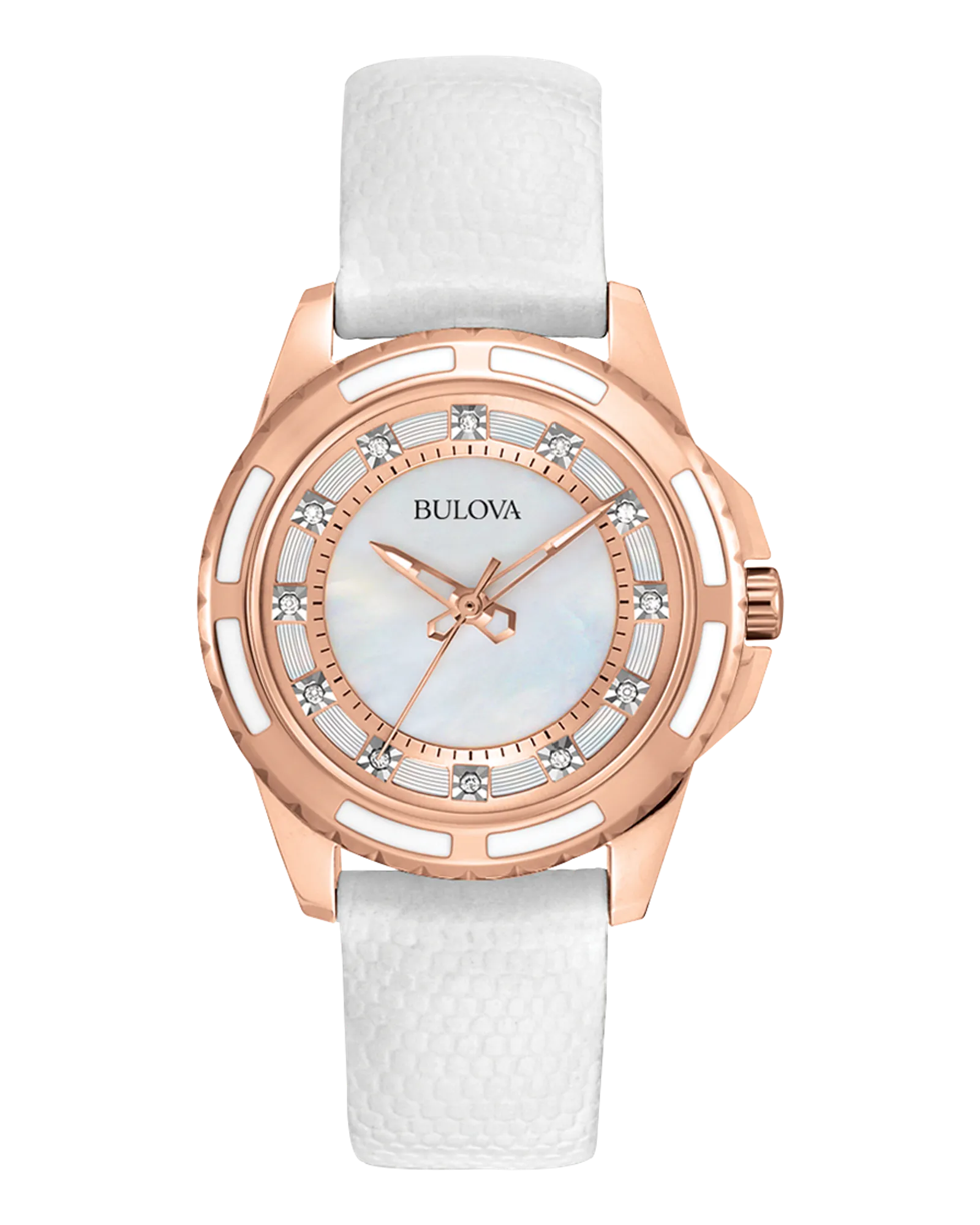 Bulova Classic Women's Rose Gold Diamond Leather Strap Watch — Rose Gold