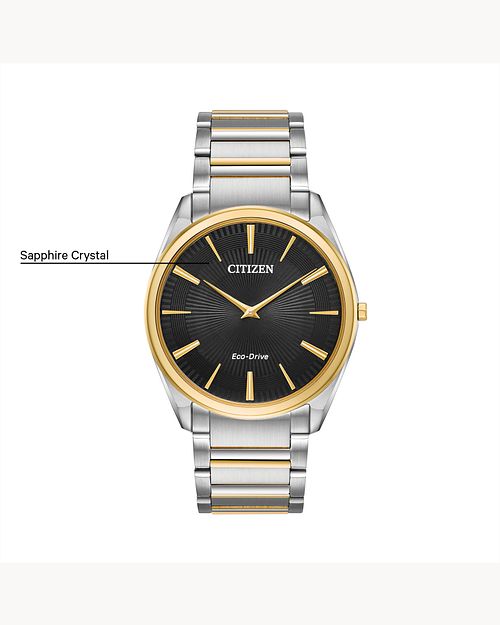 Stiletto - Men's Eco-Drive Black Dial Two-Tone Gold Watch | CITIZEN
