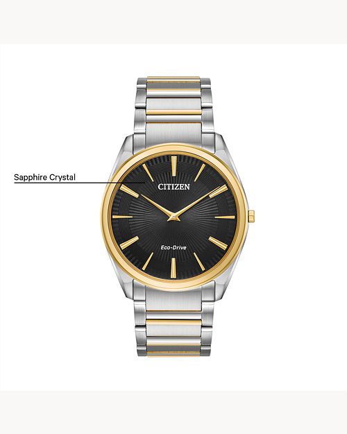 Stiletto - Men's Eco-Drive Black Dial Two-Tone Gold Watch | CITIZEN Stiletto - Men's Eco-Drive Black Dial Two-Tone Gold Watch | CITIZEN