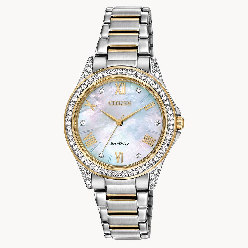 POV Ladies Eco Drive Steel Mother of Pearl Dial Watch CITIZEN