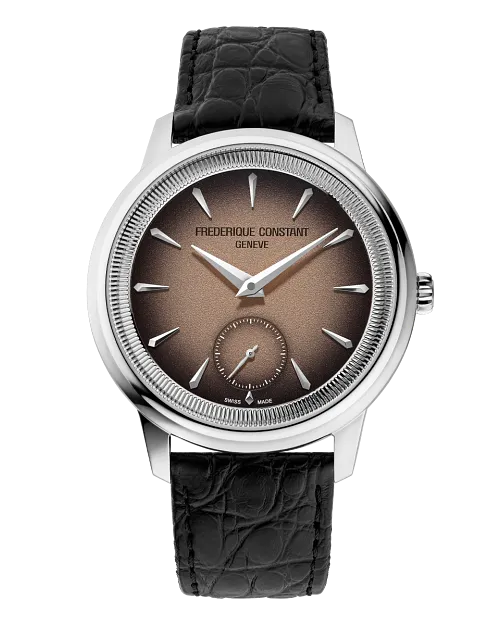 Moneta hand-winding watch with salmon-to-black dial and small seconds