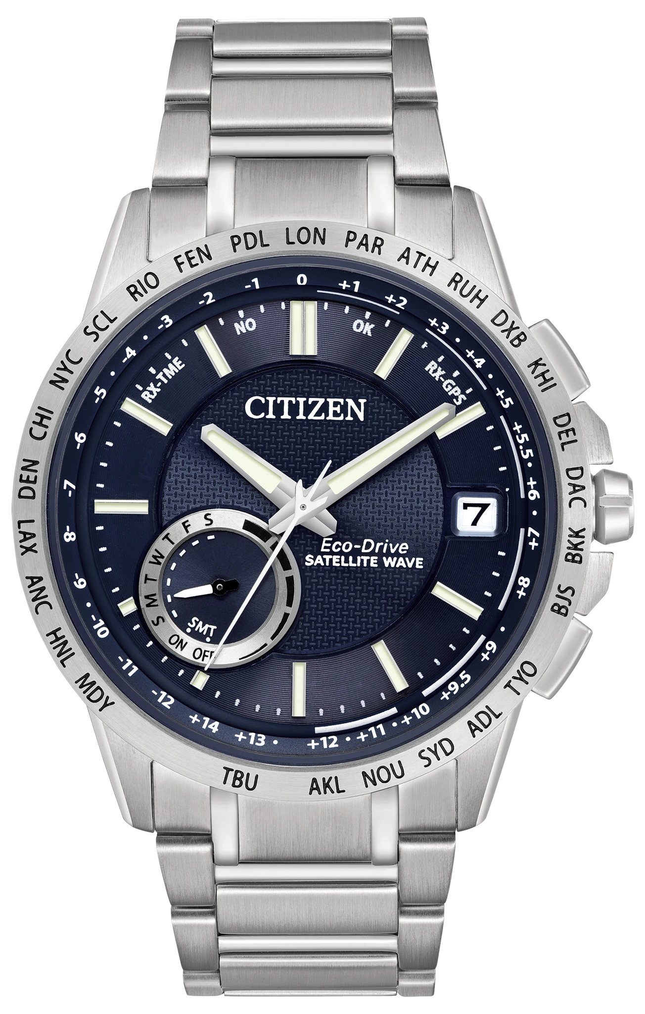 Satellite Wave World Time GPS - Men's Blue CC3000-89L Watch
