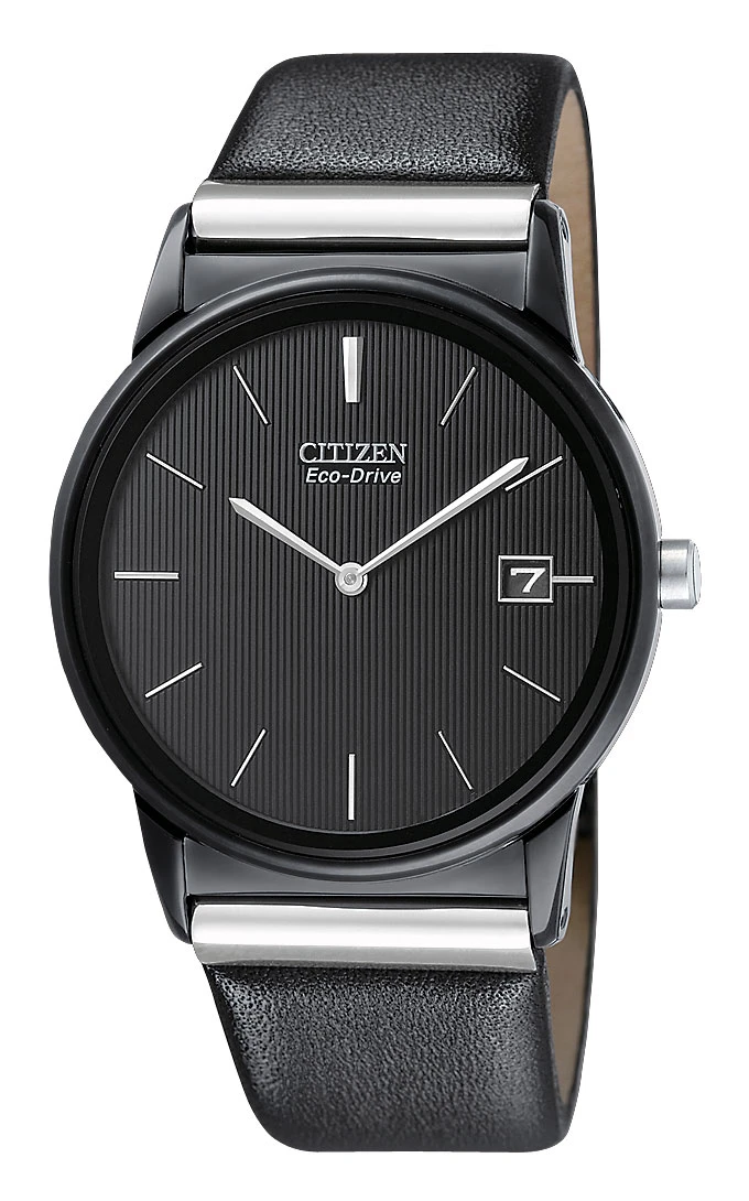 Axiom Black Dial Leather Strap AU1035-08E | CITIZEN