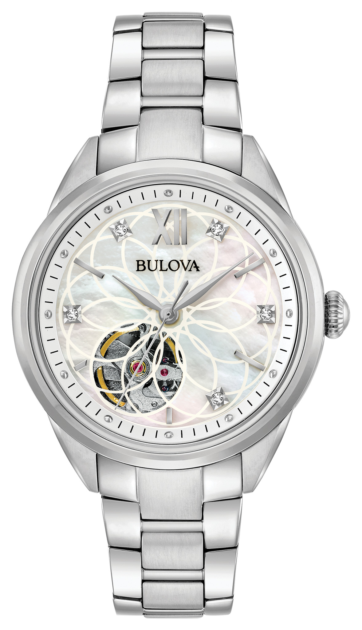 bulova women's diamond heart automatic watch