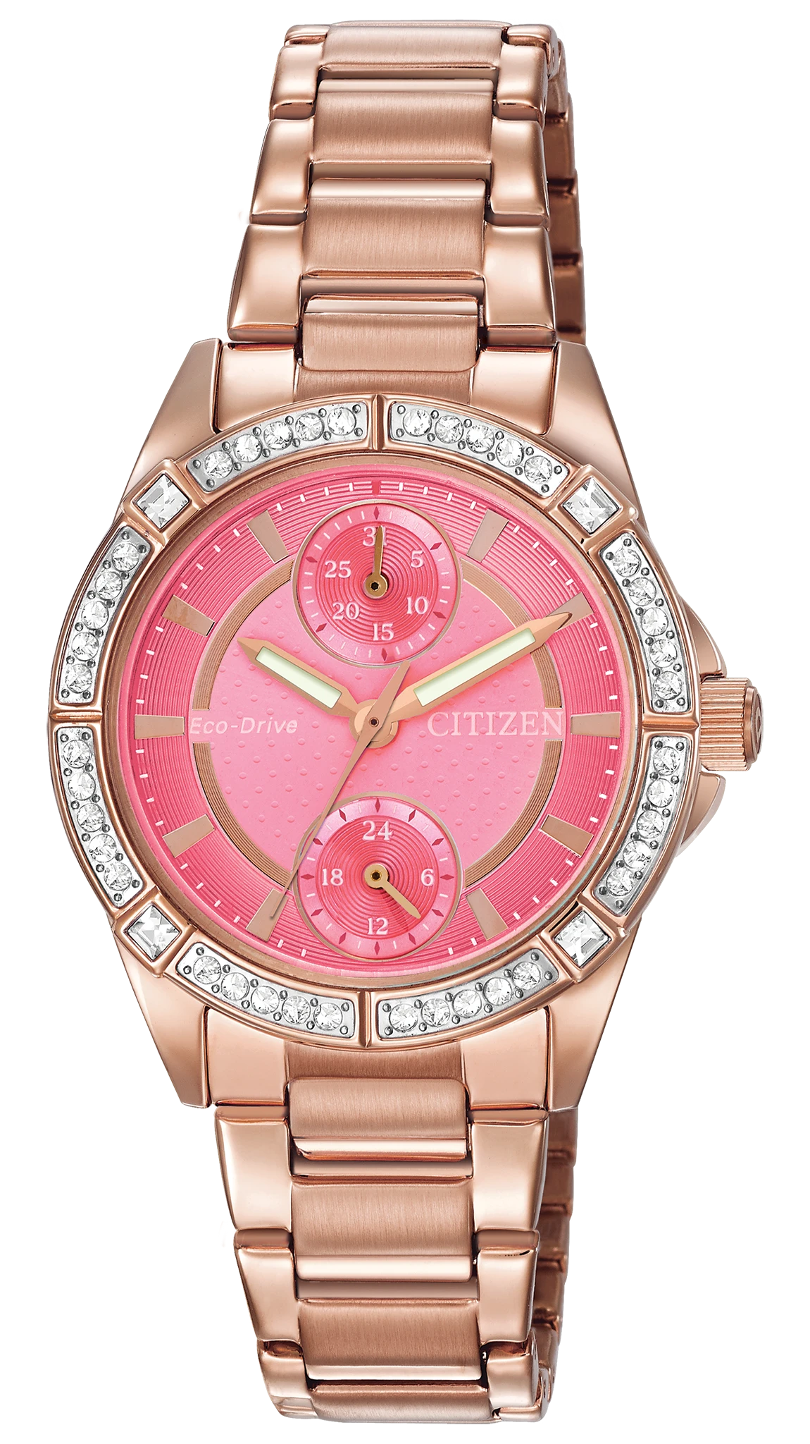 POV - Ladies Eco-Drive Pink Gold Pink Dial crystal Watch | CITIZEN