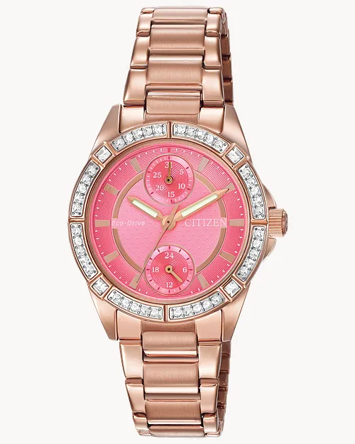 POV - Ladies Eco-Drive Pink Gold Pink Dial crystal Watch | CITIZEN POV - Ladies Eco-Drive Pink Gold Pink Dial crystal Watch | CITIZEN