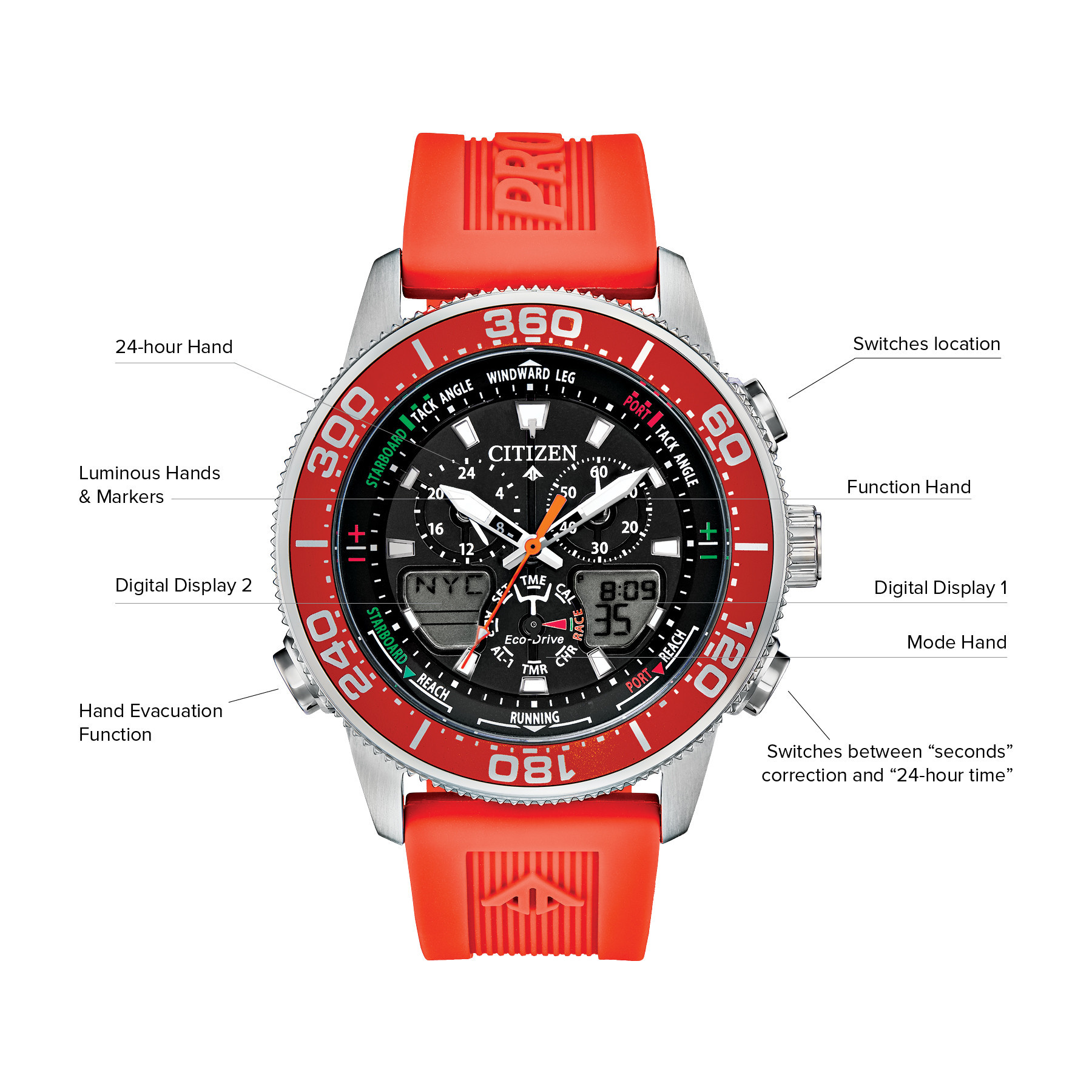 Promaster Sailhawk Black Dial Polyurethane Strap JR4061-00F | CITIZEN