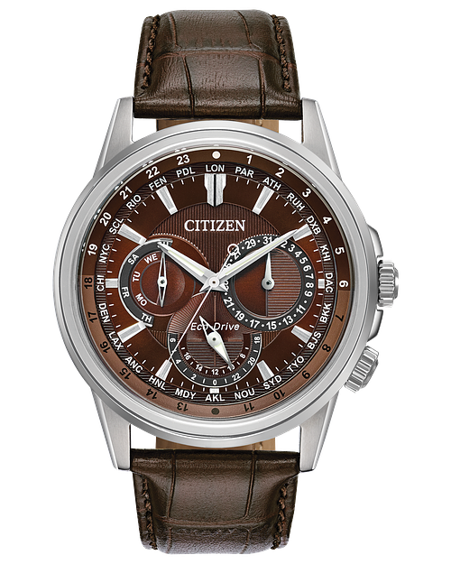 Calendrier - Men's Eco-Drive BU2020-29X Brown Leather Watch | CITIZEN